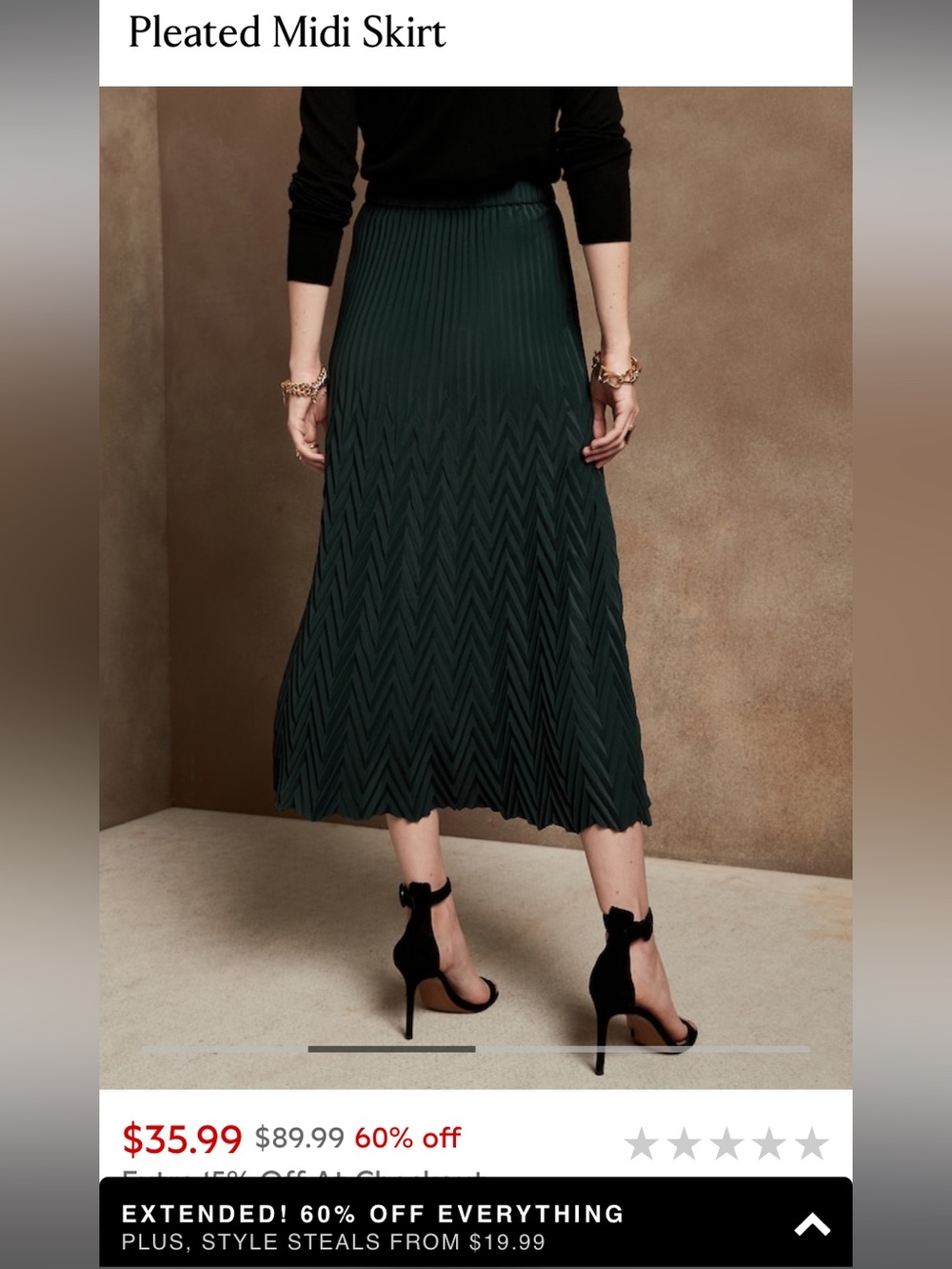 Banana Republic Forest Green Pleated Maxi Skirt